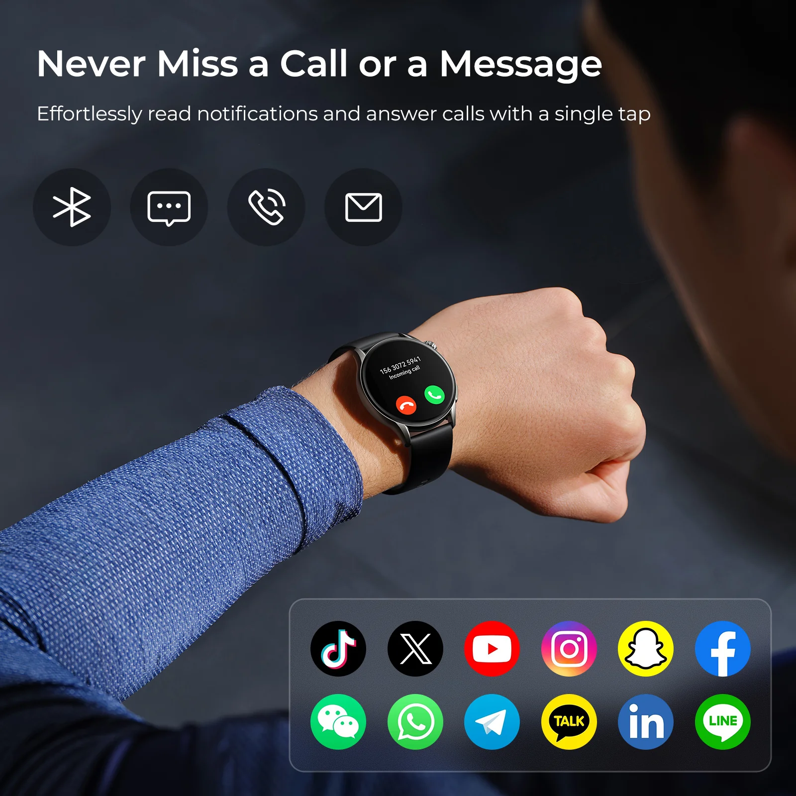 Tranya LS Smartwatch® Fitness Tracker, Sleep Tracking, 100+ Sports Mode, Bluetooth Calls, AI Voice Assistant - Image 3
