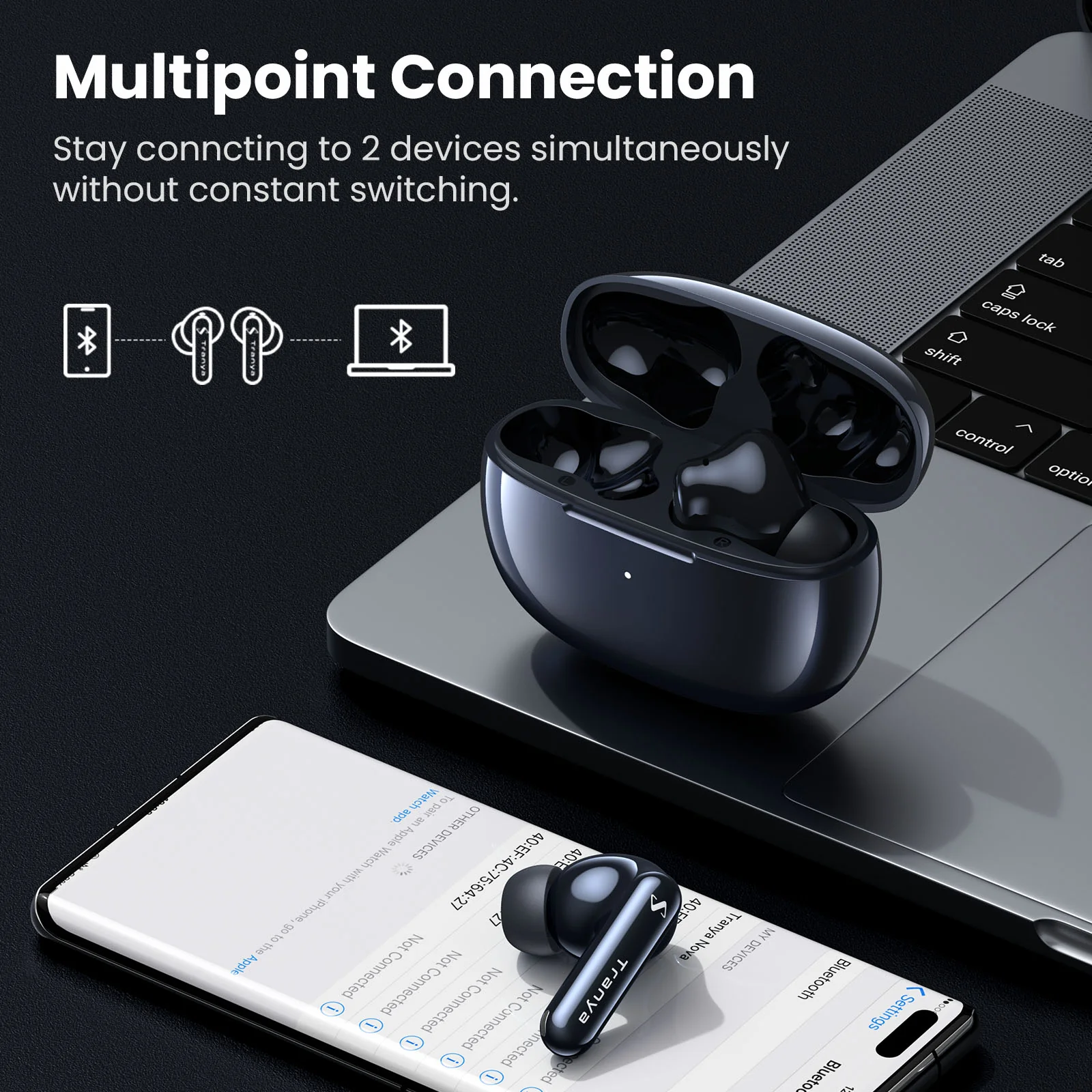 Tranya Nova® Qualcomm® QCC3072 aptX™ ANC APP Support SonicMax™ Technology - Image 6