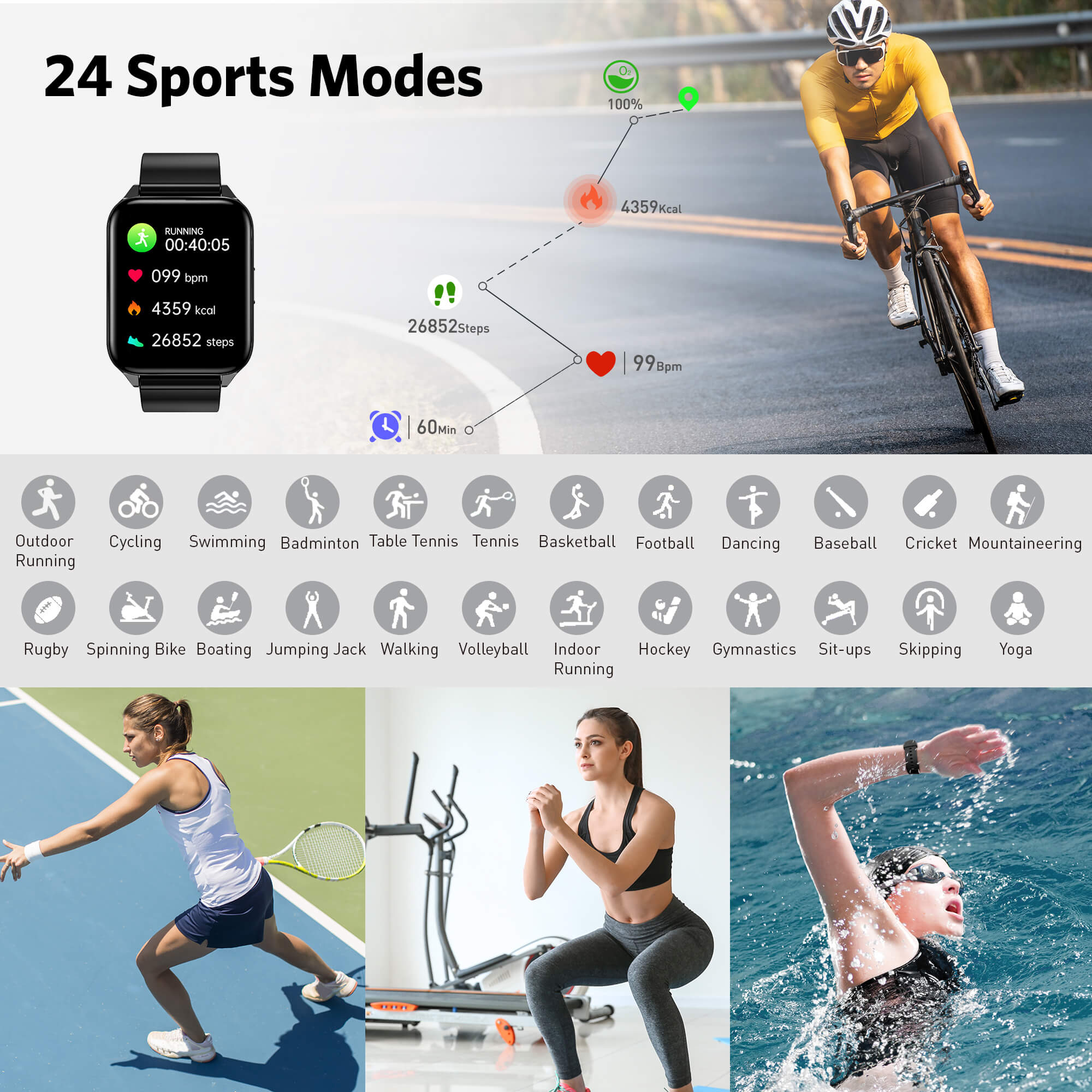 TranyaGo Smartwatch® Sports Mode 24/7 Heart Rate Monitoring Sleeping Blood Oxygen - Image 6
